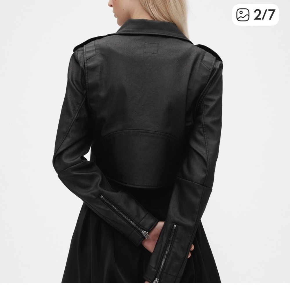 GAP Zac Posen Black Leather Jacket Classic Moto NWT. SIZE MEDIUM. ๐ค - Picture 4 of 9